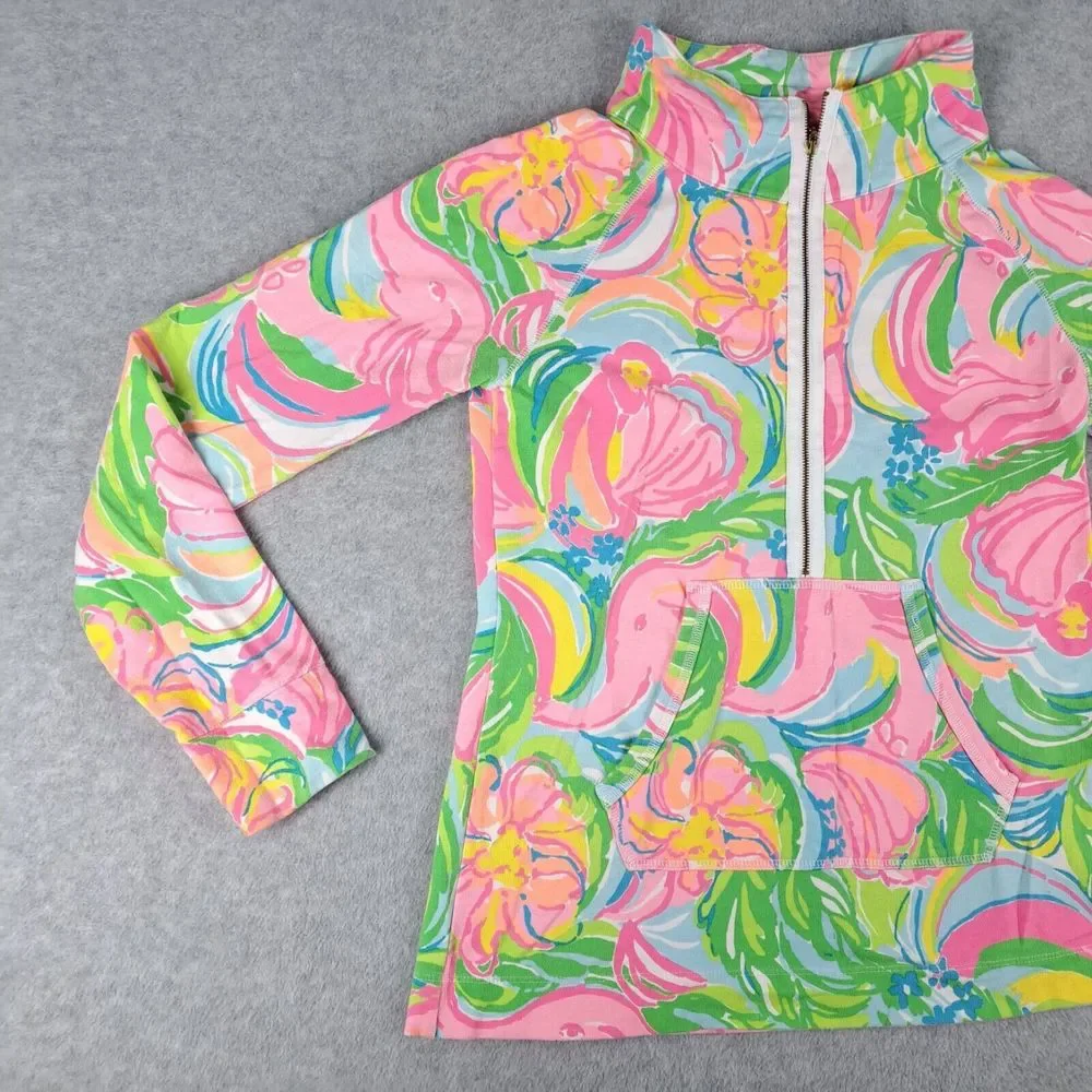 Lilly Pulitzer Skipper Popover Coat Jacket Women Small 1/2 Zip Floral - Picture 4 of 12